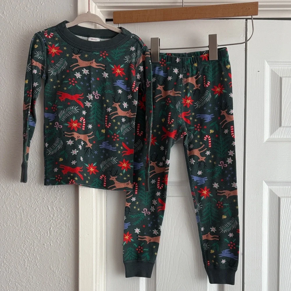 Hanna Andersson Whimsical Winter Christmas Reindeer  Pajama Set